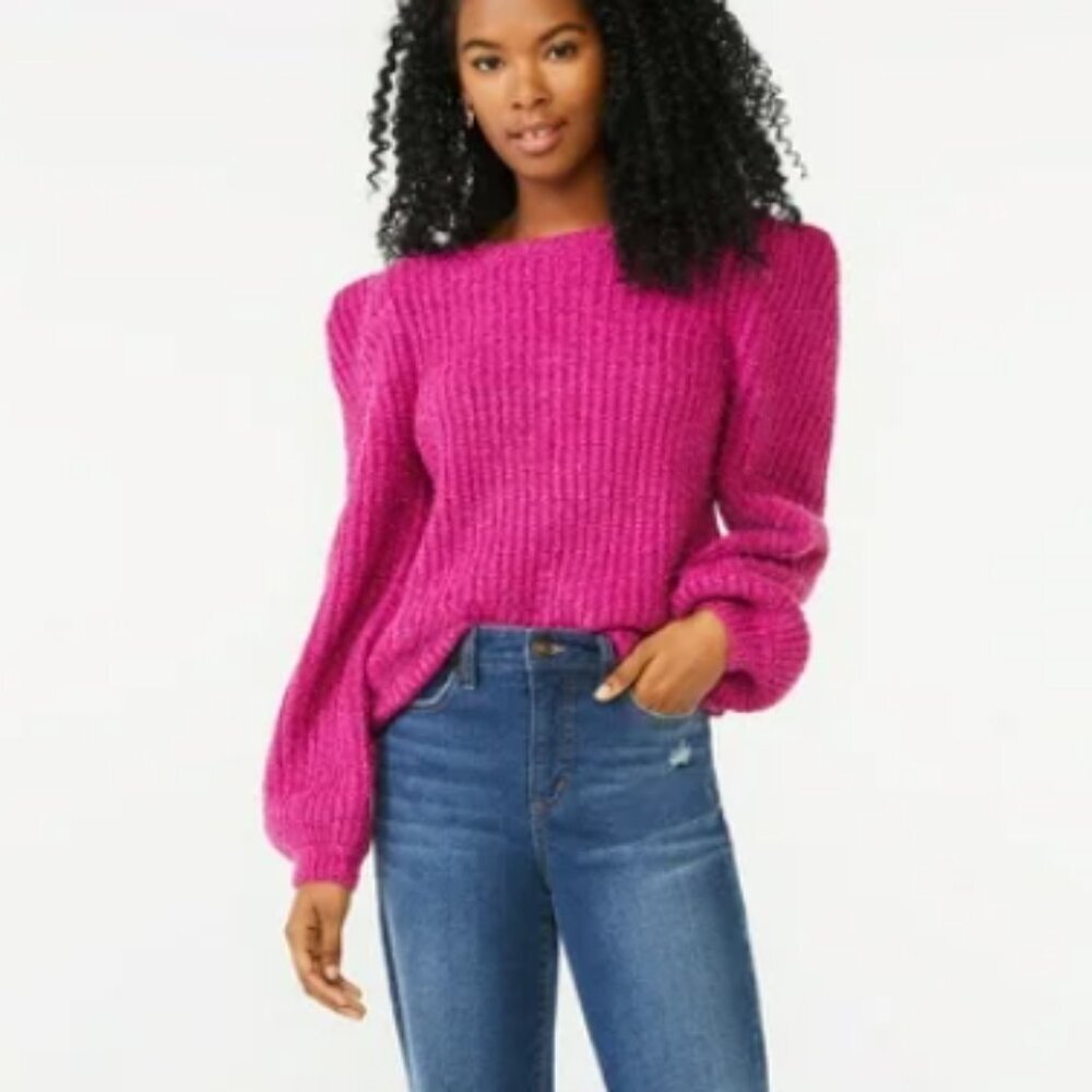 NWT Scoop Women's Soft Tinsel Sweater with Shoulder Detail Size M